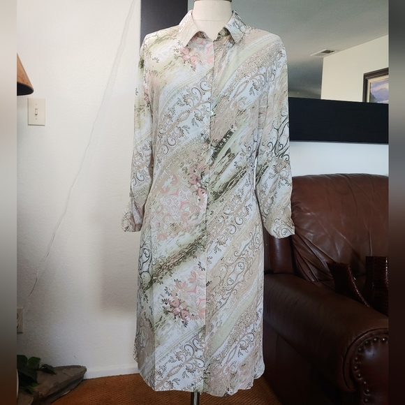 Chico's Bold Pattern Stripe Button-Front Tunic/Dress - Picture 4 of 5